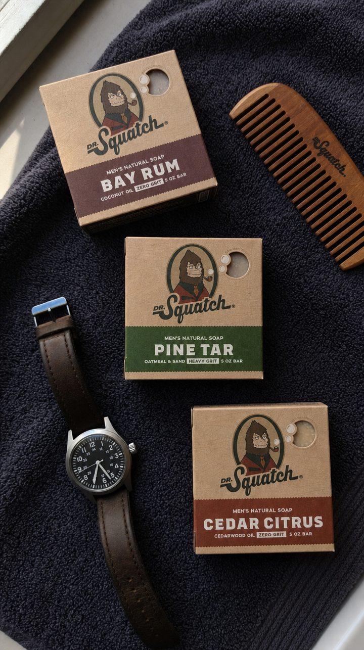 Flat-lay & label pack — Spec — Dr. Squatch